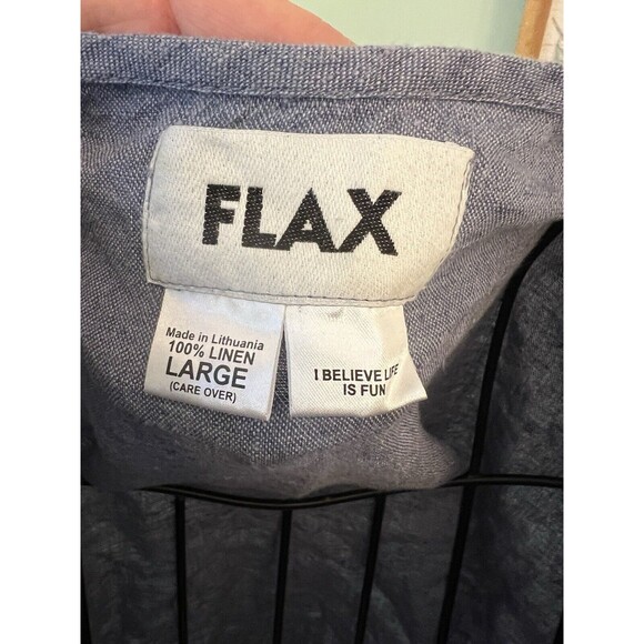 Flax L Top linen lagenlook button down sleeve size large Artsy Boho - Picture 4 of 7